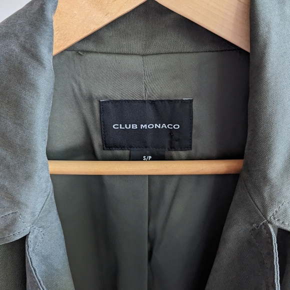 Club Monaco Trench Coat - Green, S - Picture 4 of 7